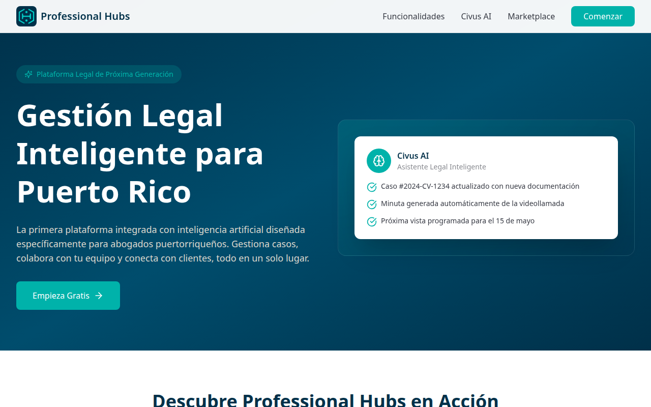 Professional Hubs: Plataforma Legal con IA para Abogados en Puerto Rico
